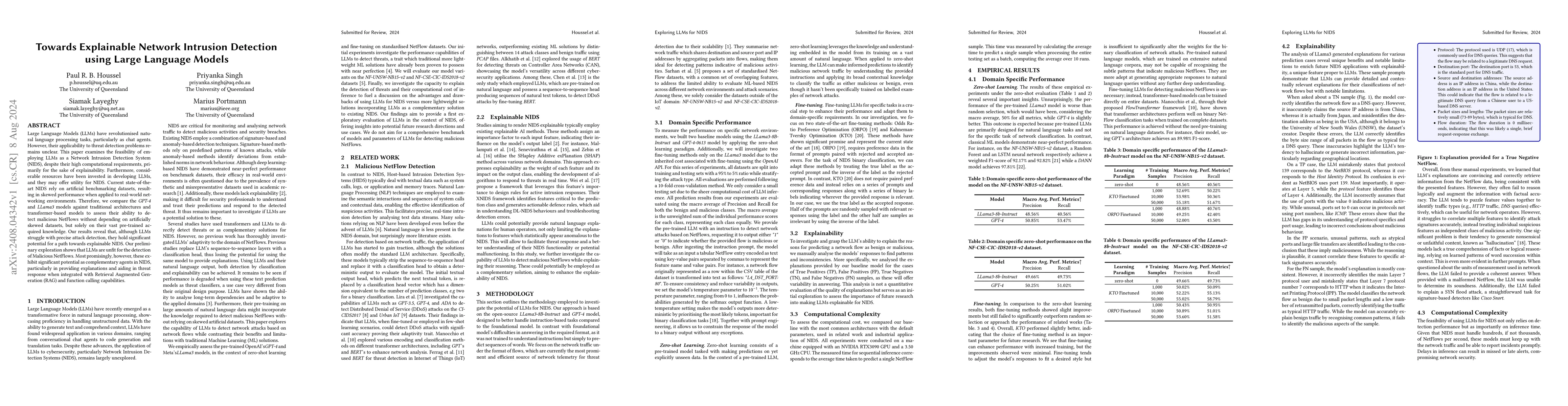 Thumbnail for Towards Explainable Network Intrusion Detection using Large Language
  Models
