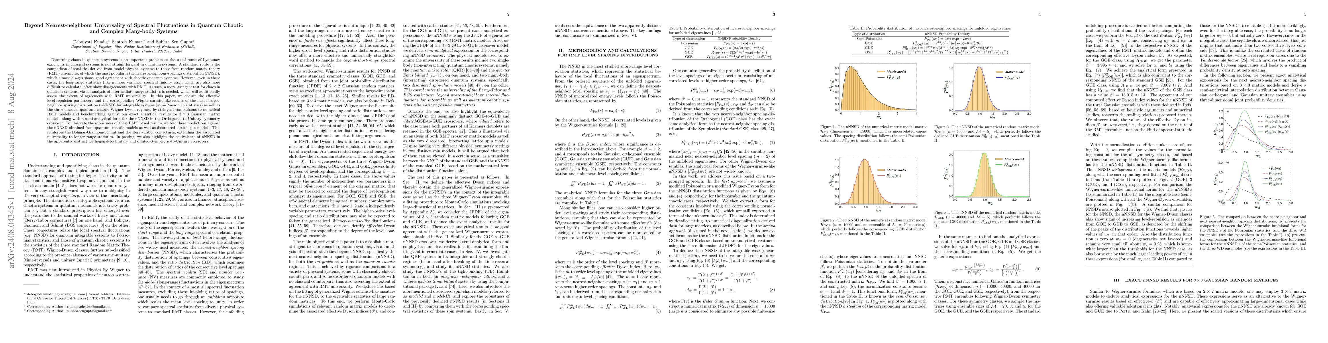 Thumbnail for Beyond Nearest-neighbour Universality of Spectral Fluctuations in
  Quantum Chaotic and Complex Many-body Systems