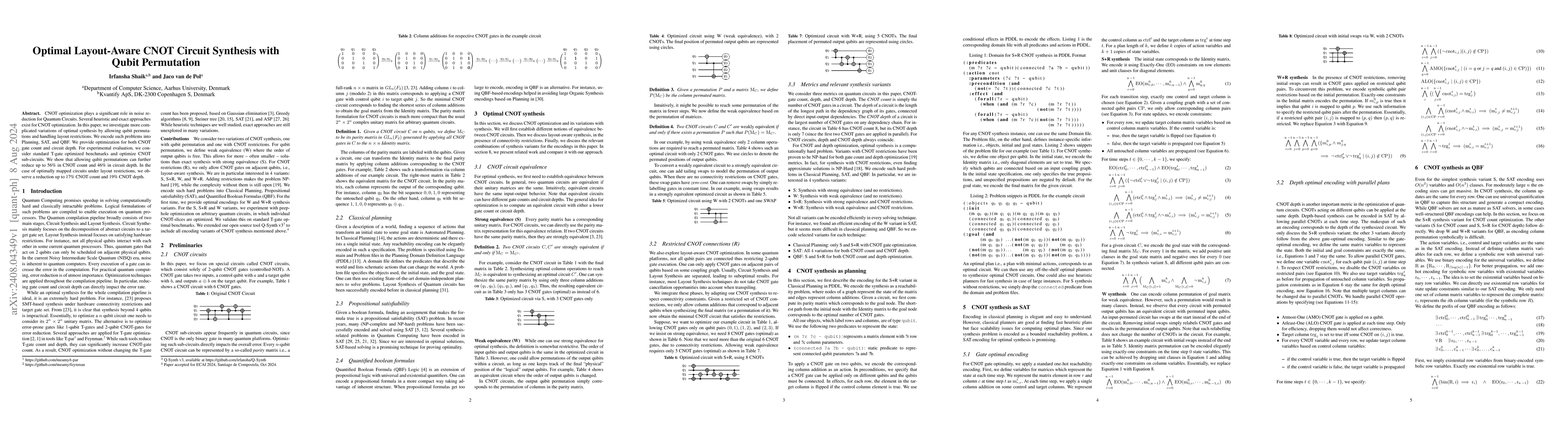 Thumbnail for Optimal Layout-Aware CNOT Circuit Synthesis with Qubit Permutation