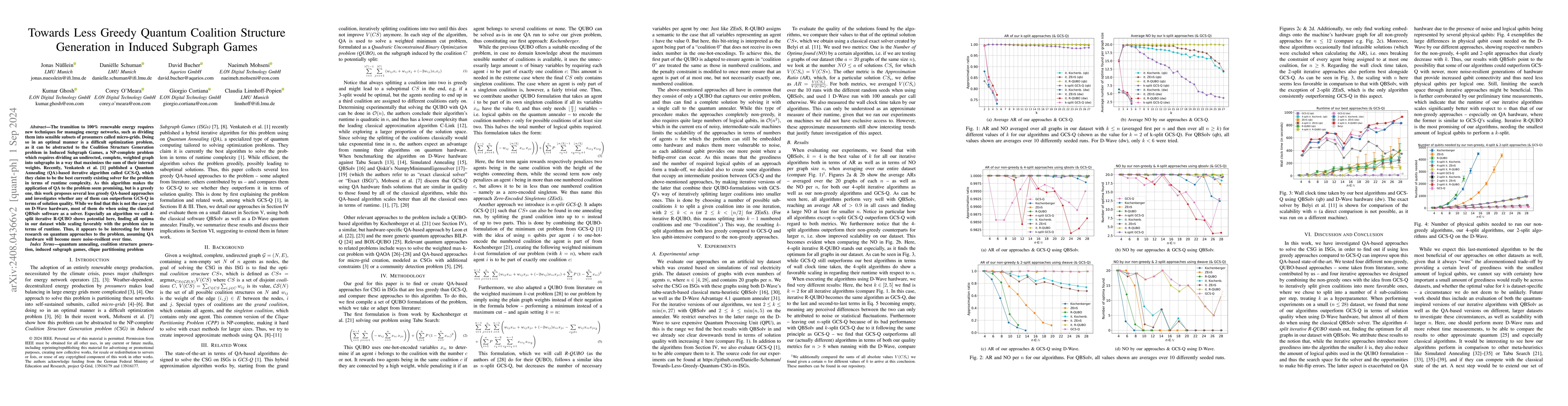 Thumbnail for Towards Less Greedy Quantum Coalition Structure Generation in Induced
  Subgraph Games