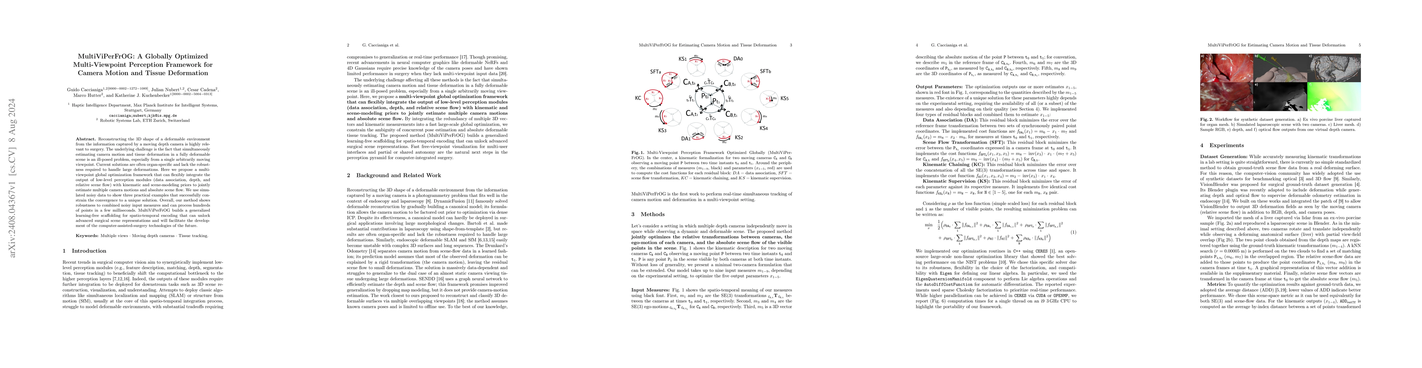 Thumbnail for MultiViPerFrOG: A Globally Optimized Multi-Viewpoint Perception
  Framework for Camera Motion and Tissue Deformation