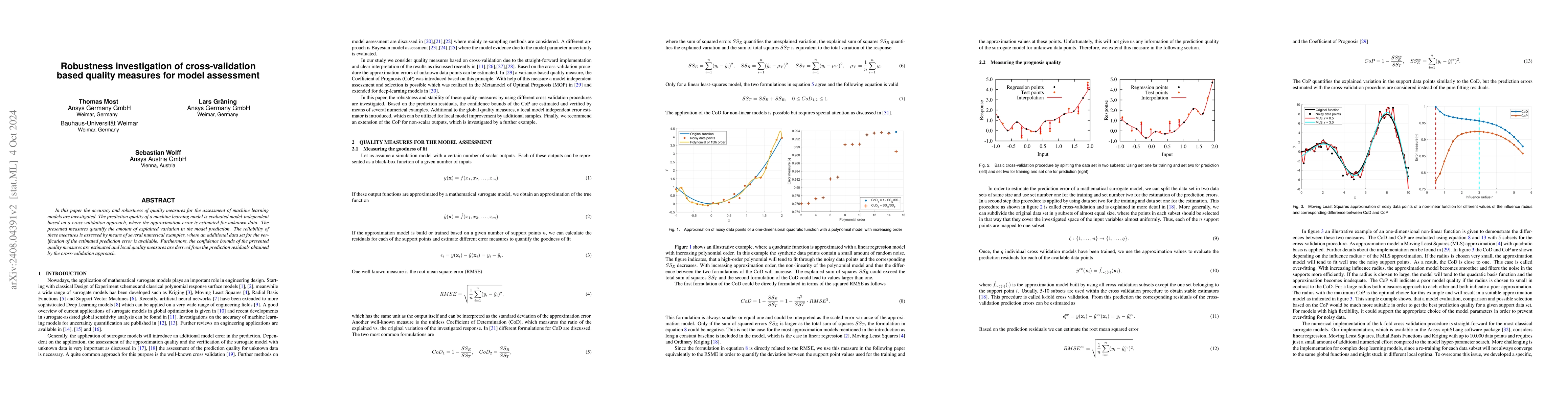 Thumbnail for Robustness investigation of quality measures for the assessment of
  machine learning models