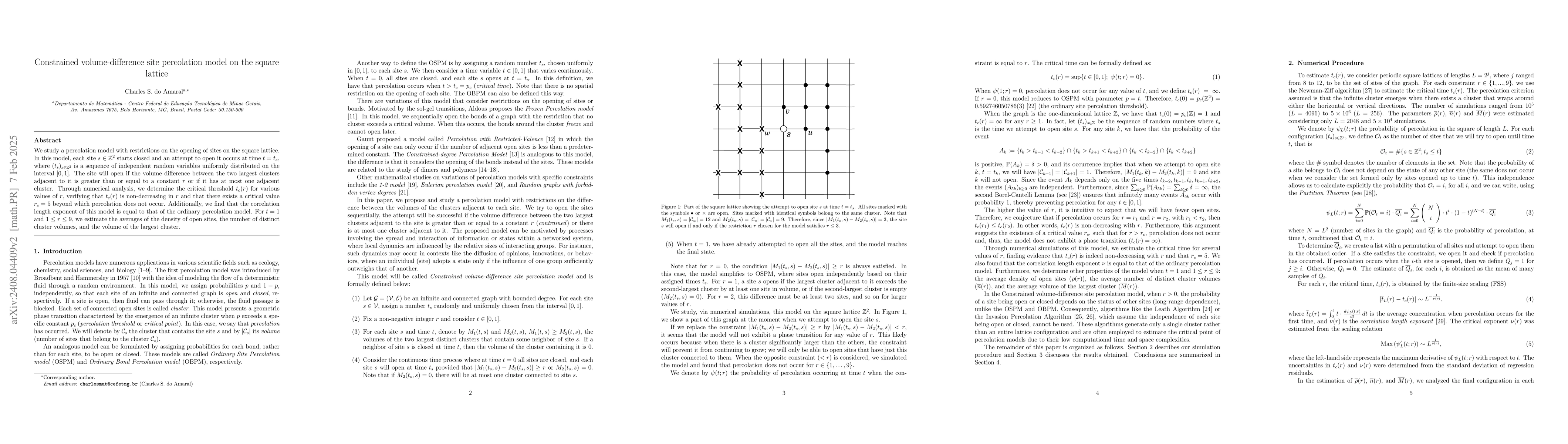 Thumbnail for Constrained volume-difference percolation model on the square lattice