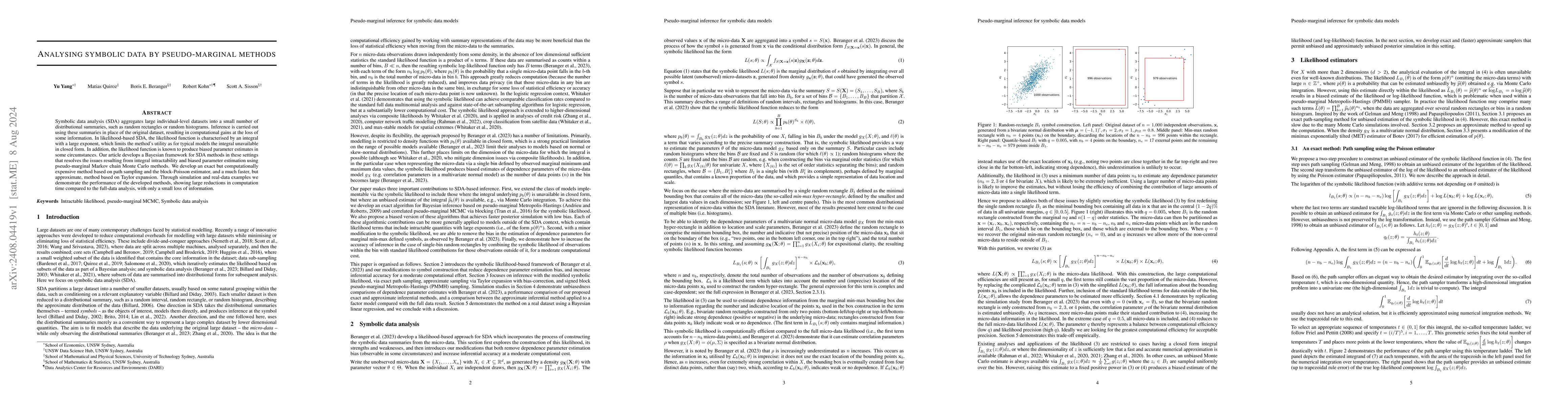Thumbnail for Analysing symbolic data by pseudo-marginal methods