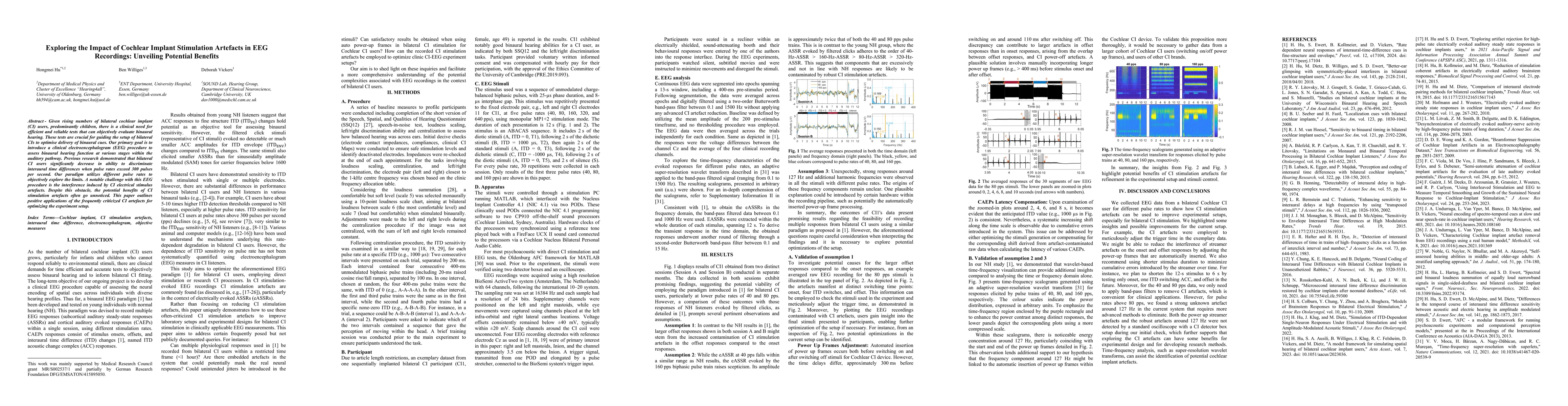 Thumbnail for Exploring the Impact of Cochlear Implant Stimulation Artefacts in EEG
  Recordings: Unveiling Potential Benefits