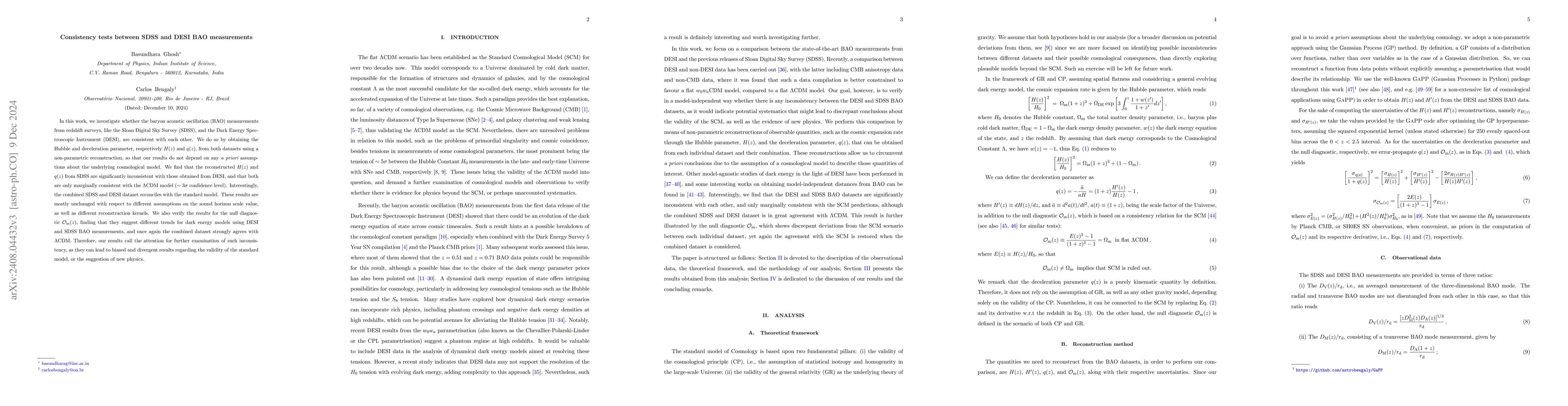 Thumbnail for Consistency tests between SDSS and DESI BAO measurements