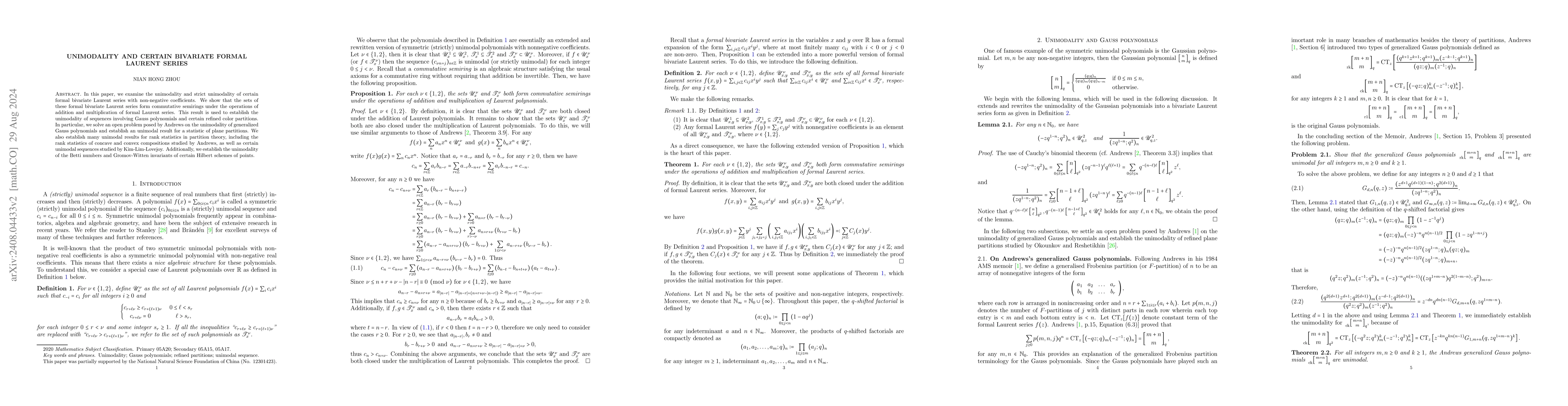 Thumbnail for Unimodality and certain bivariate formal Laurent series