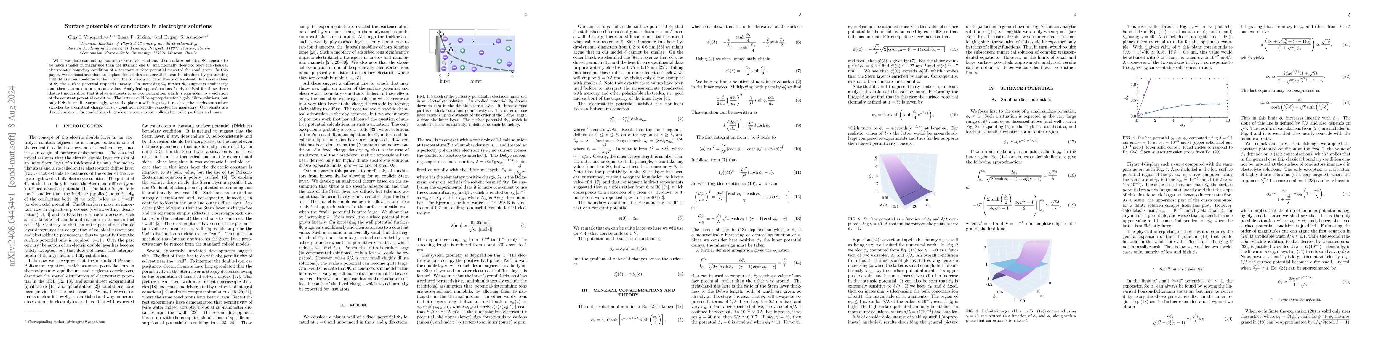 Thumbnail for Surface potentials of conductors in electrolyte solutions
