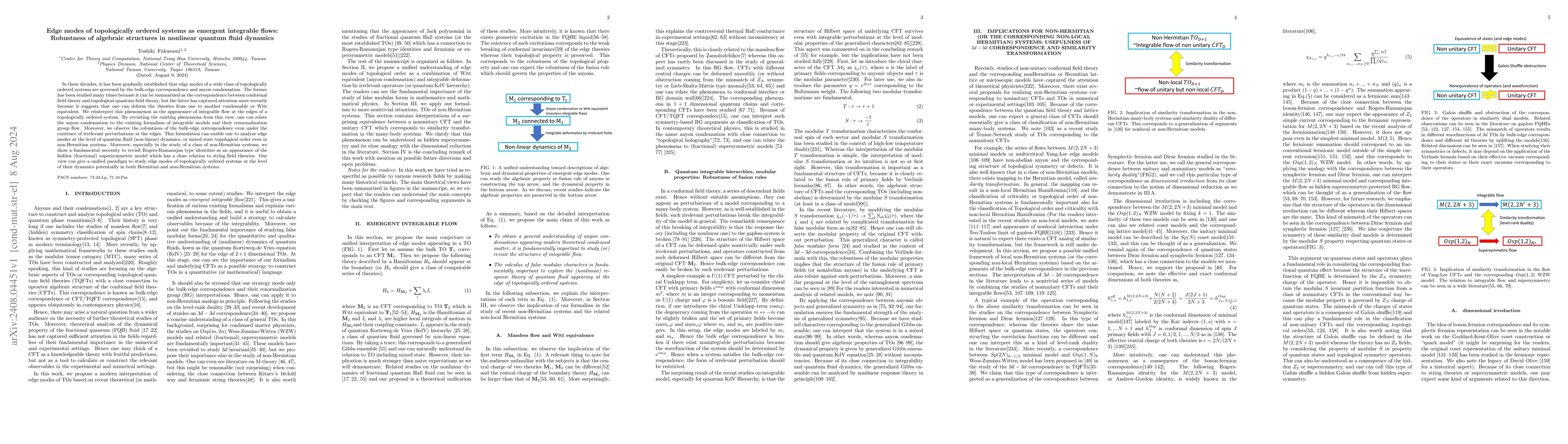 Thumbnail for Edge modes of topologically ordered systems as emergent integrable
  flows: Robustness of algebraic structures in nonlinear quantum fluid dynamics