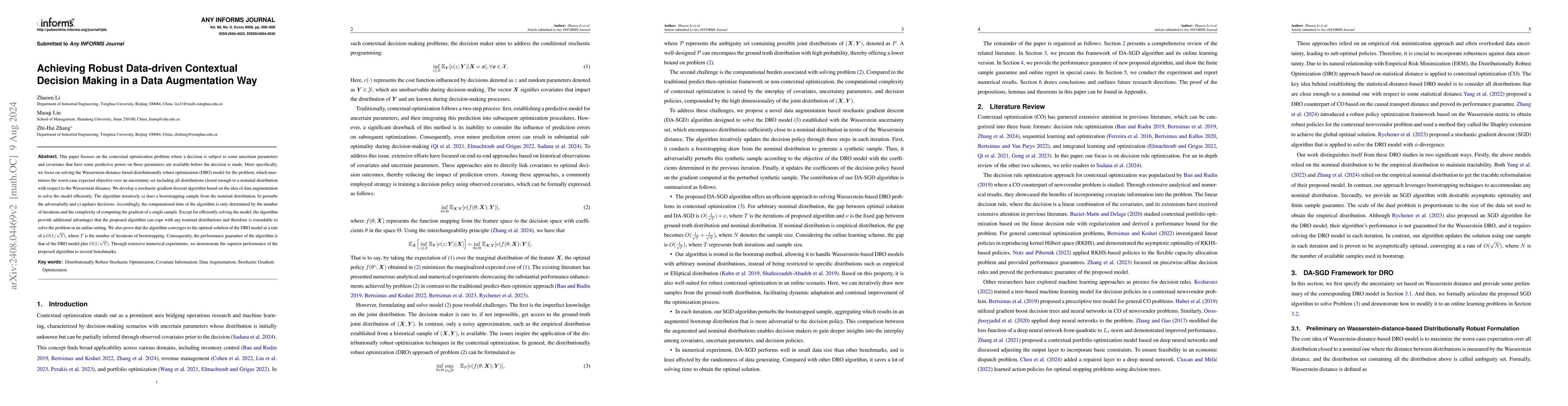 Thumbnail for Achieving Robust Data-driven Contextual Decision Making in a Data
  Augmentation Way