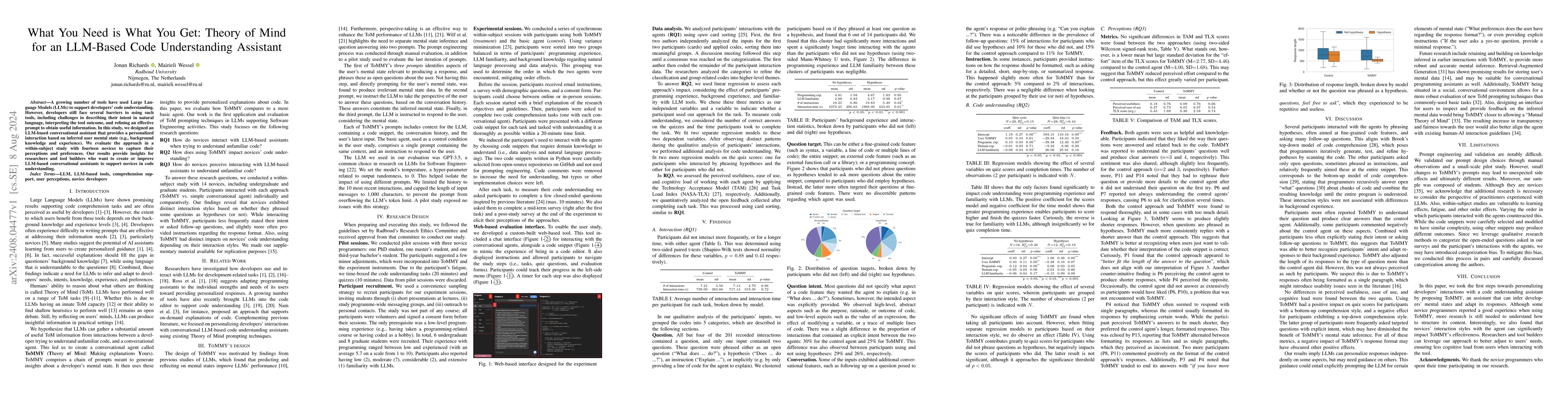 Thumbnail for What You Need is What You Get: Theory of Mind for an LLM-Based Code
  Understanding Assistant