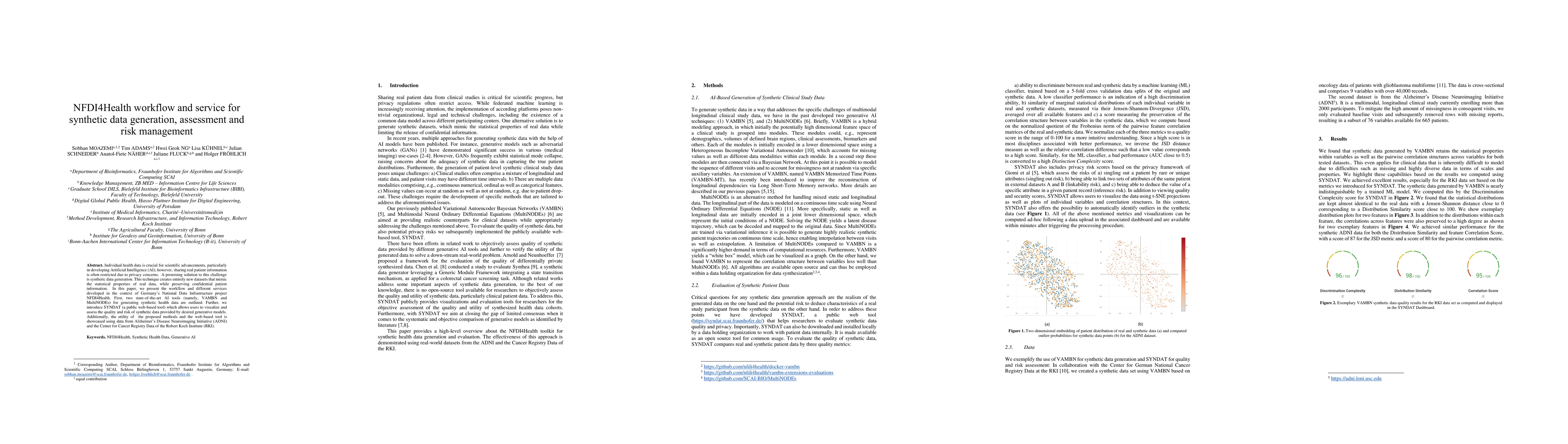 Thumbnail for NFDI4Health workflow and service for synthetic data generation,
  assessment and risk management