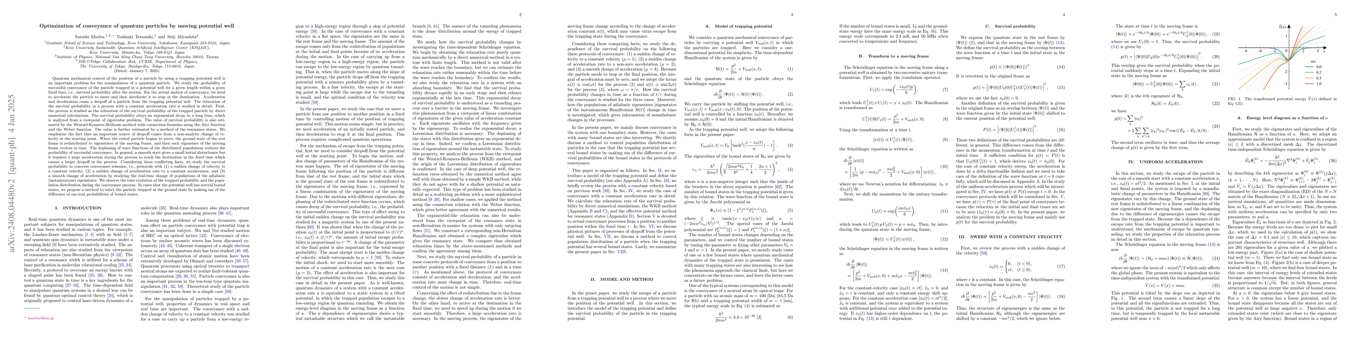 Thumbnail for Optimization of conveyance of quantum particles by moving potential well