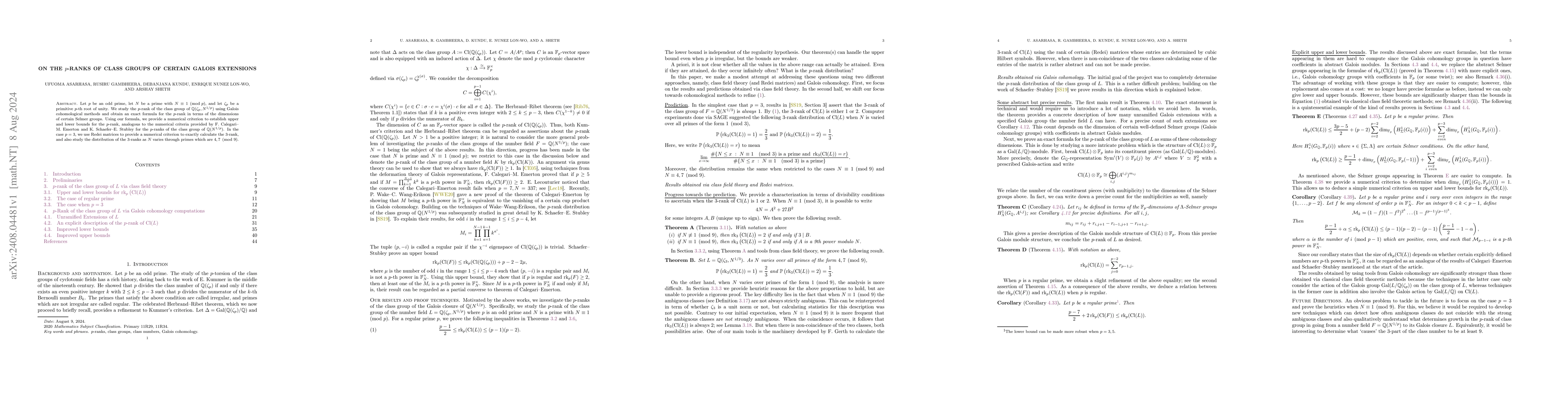 Thumbnail for On the $p$-ranks of class groups of certain Galois extensions