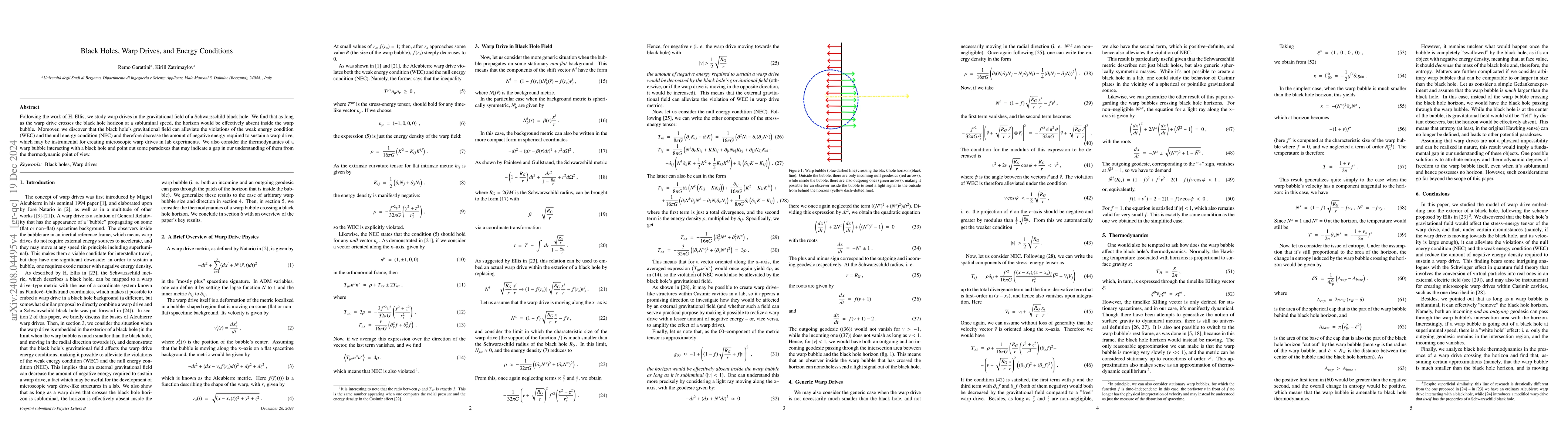 Thumbnail for Black Holes, Warp Drives, and Energy Conditions