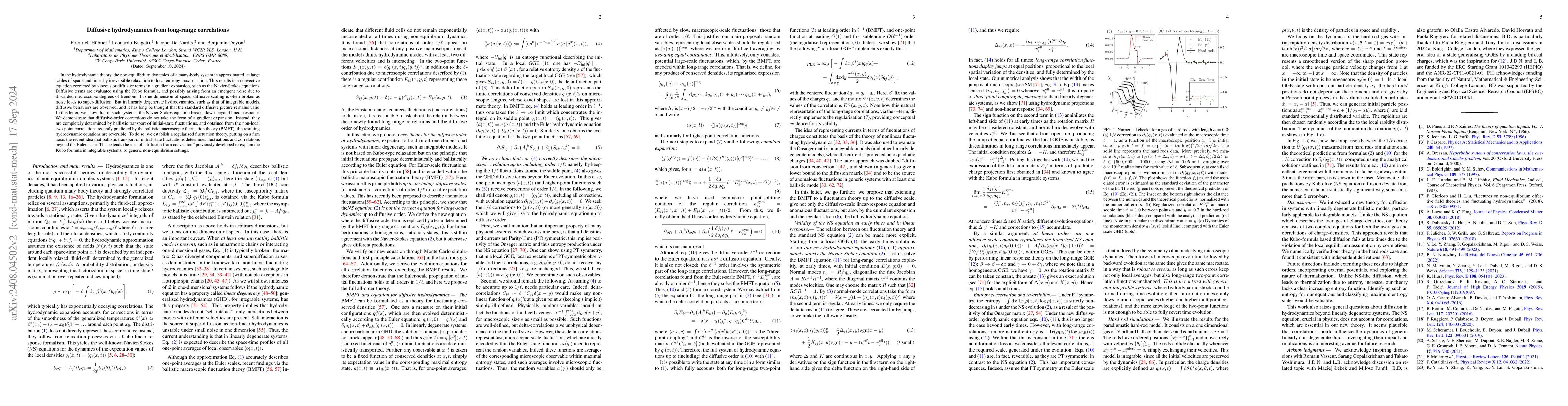 Thumbnail for Diffusive hydrodynamics from long-range correlations