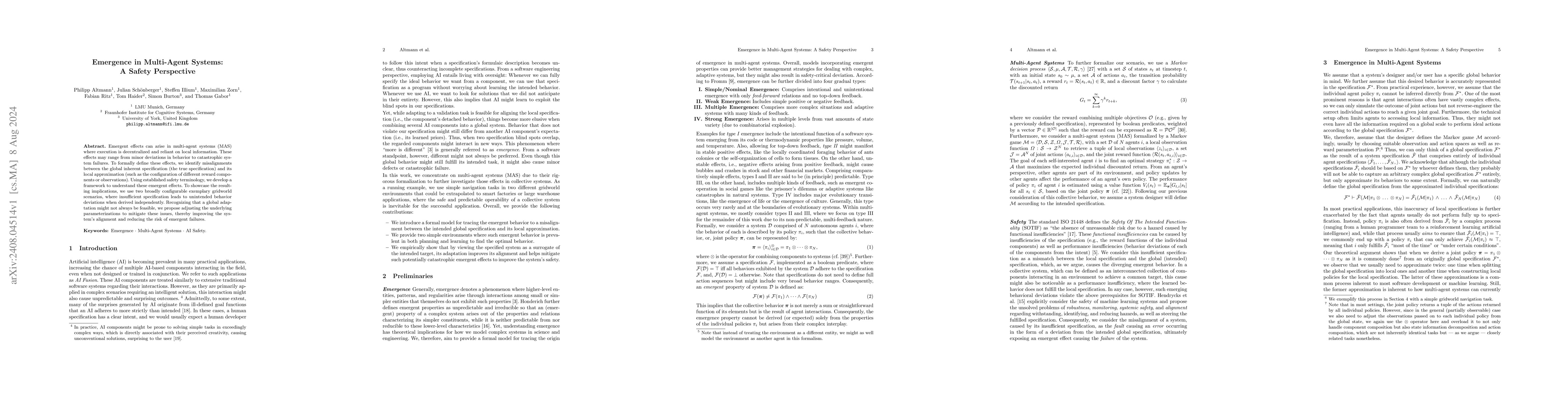Thumbnail for Emergence in Multi-Agent Systems: A Safety Perspective