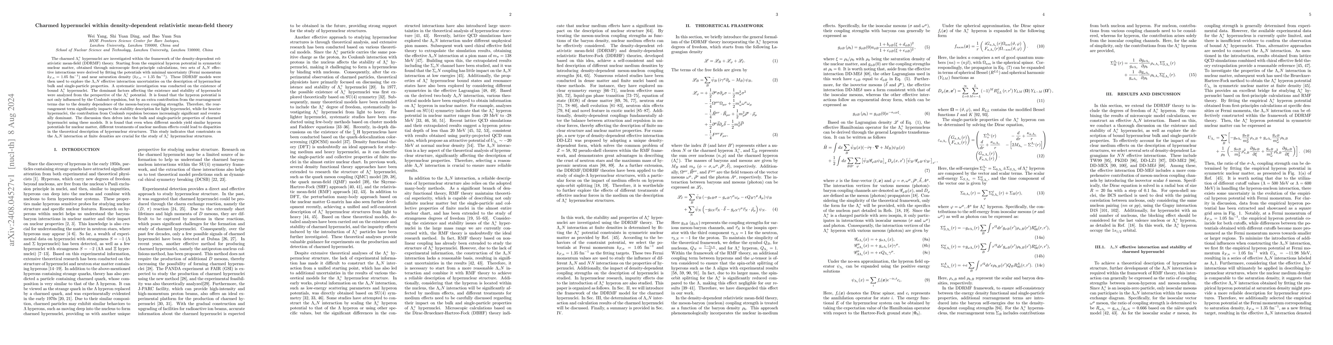 Thumbnail for Charmed hypernuclei within density-dependent relativistic mean-field
  theory