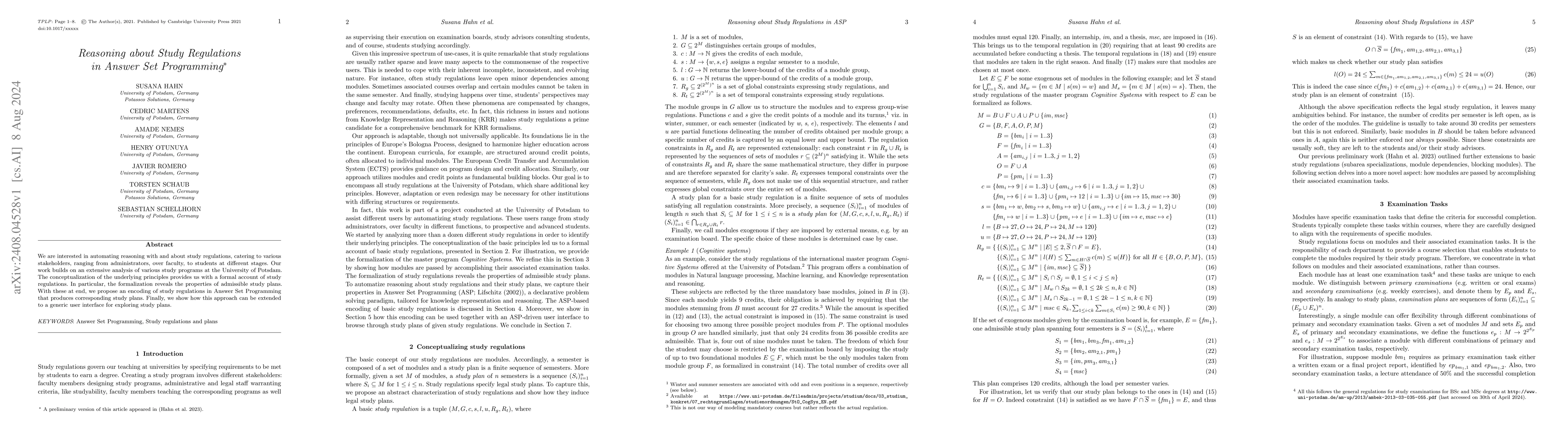 Thumbnail for Reasoning about Study Regulations in Answer Set Programming