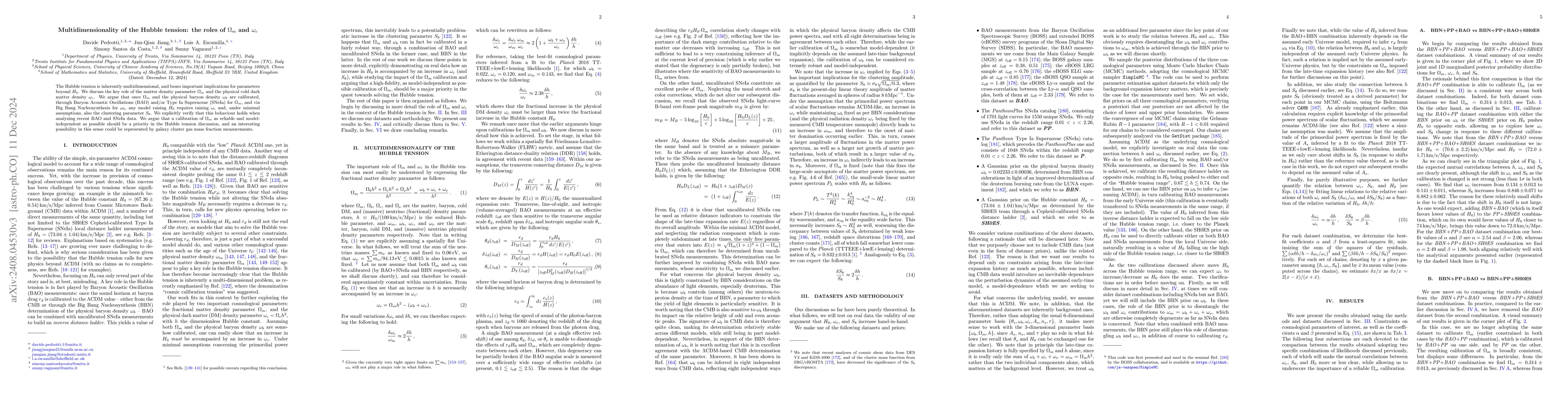 Thumbnail for Multidimensionality of the Hubble tension: the roles of $Ω_m$ and
  $ω_c$