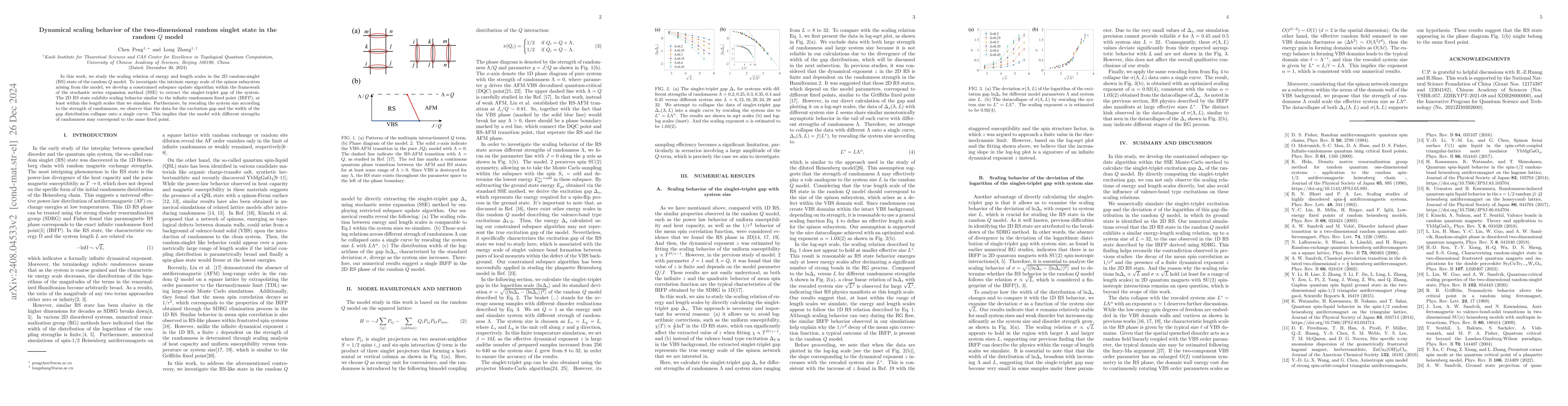 Thumbnail for Dynamical scaling behavior of the two-dimensional random singlet state
  in the random $Q$ model