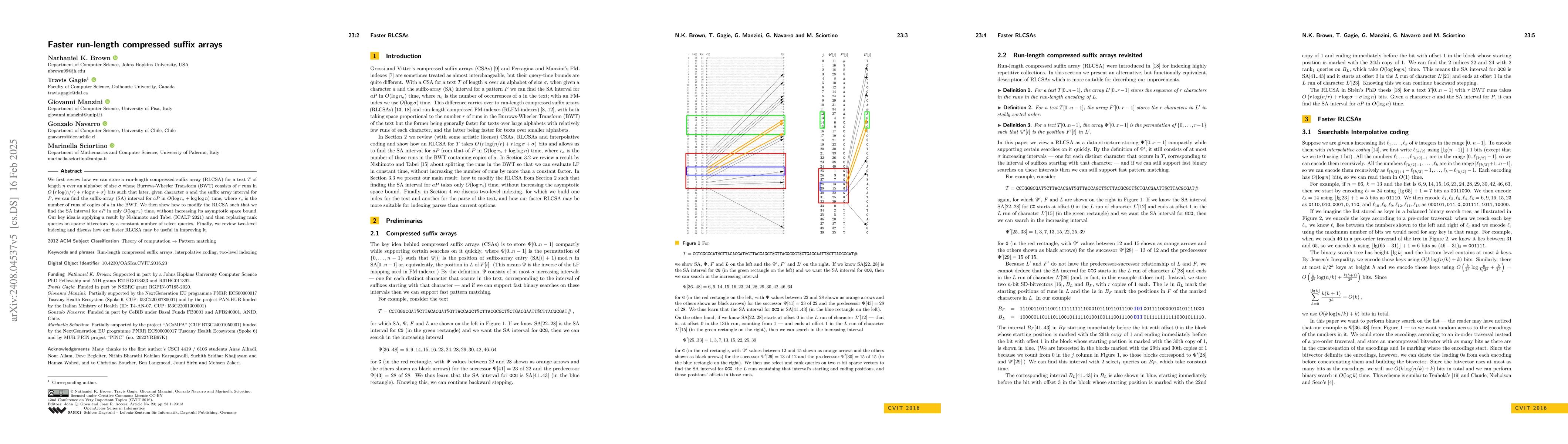 Thumbnail for Constant-time $ψ$ queries in $O \left( r \log \frac{n}{r} + r \log
  σ\right)$ bits
