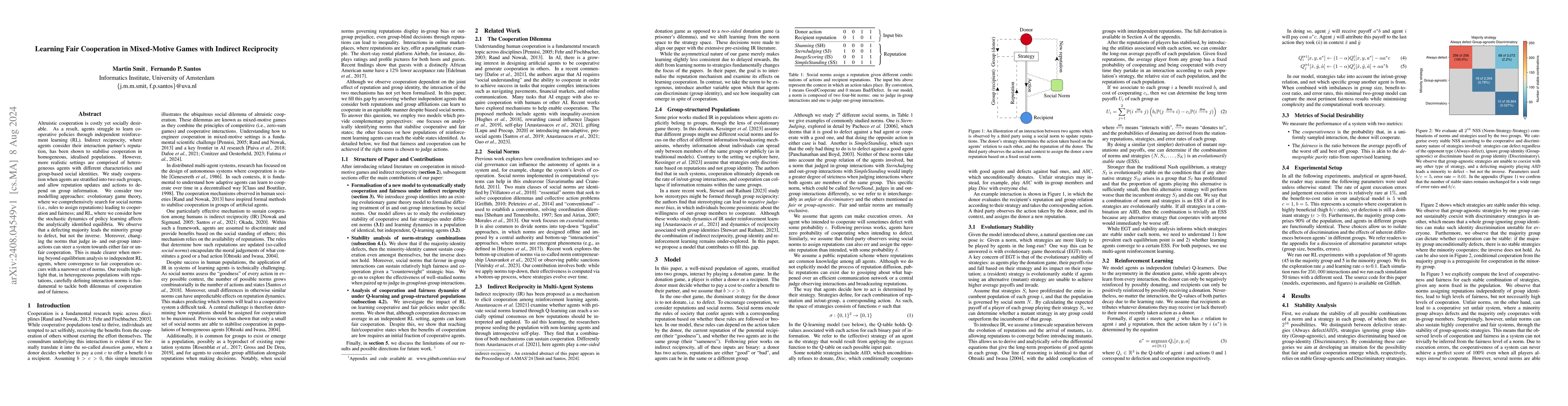 Thumbnail for Learning Fair Cooperation in Mixed-Motive Games with Indirect
  Reciprocity