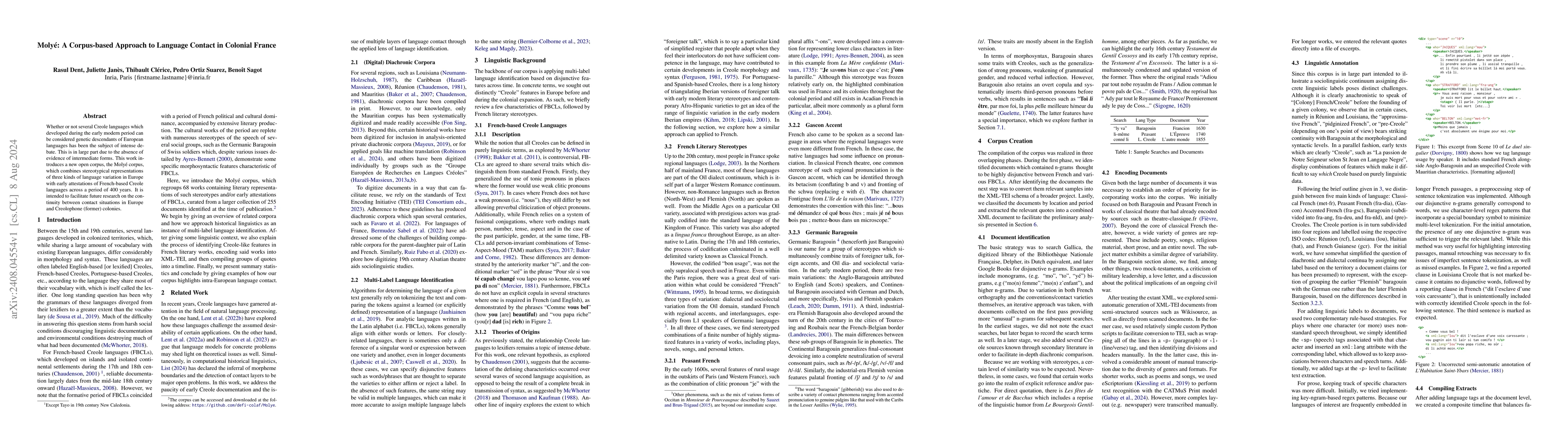 Thumbnail for Molyé: A Corpus-based Approach to Language Contact in Colonial France