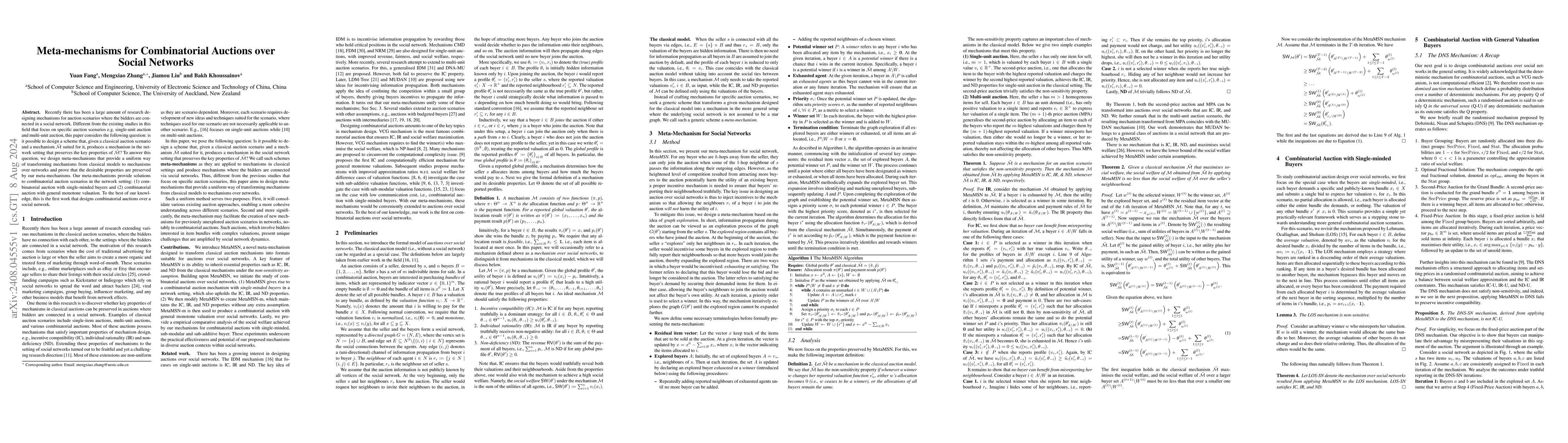 Thumbnail for Meta-mechanisms for Combinatorial Auctions over Social Networks