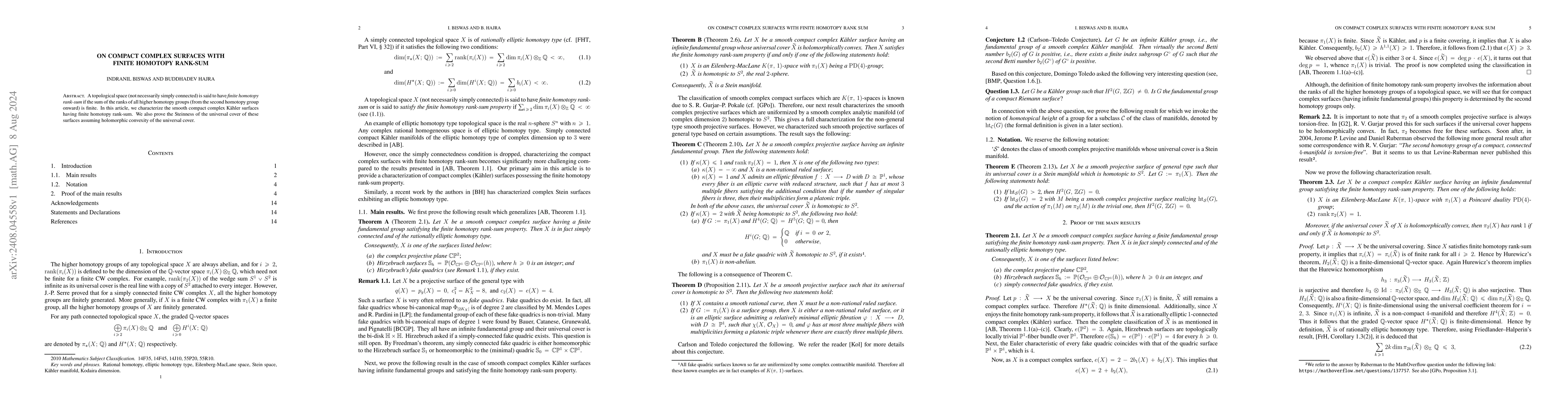 Thumbnail for On compact complex surfaces with finite homotopy rank-sum