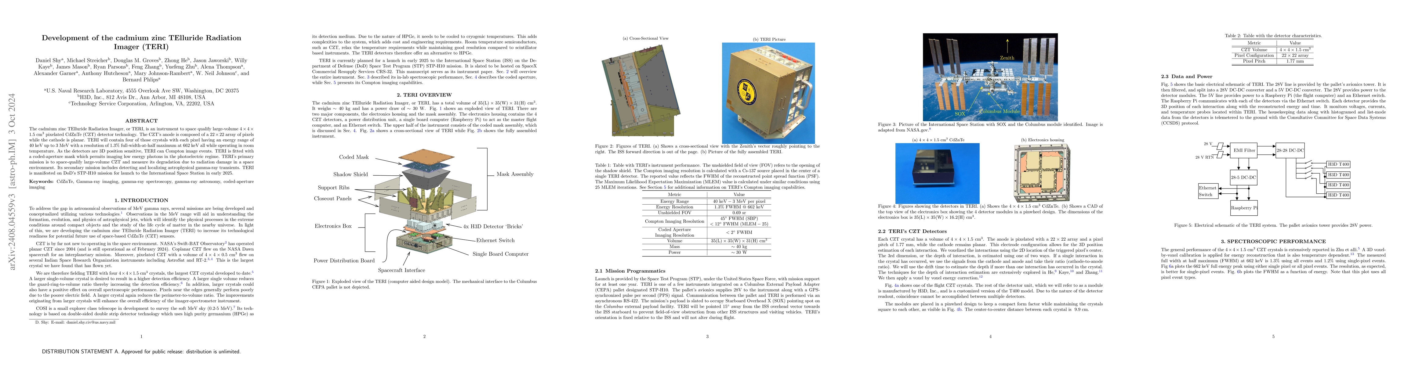 Thumbnail for Development of the cadmium zinc TElluride Radiation Imager (TERI)
