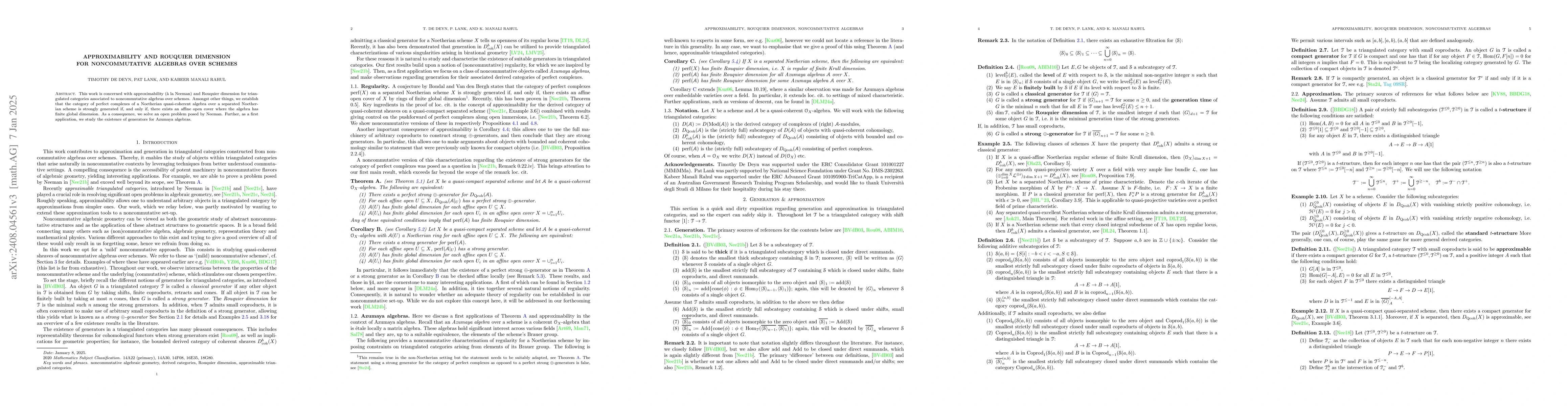 Thumbnail for Approximability and Rouquier dimension for noncommuative algebras over
  schemes