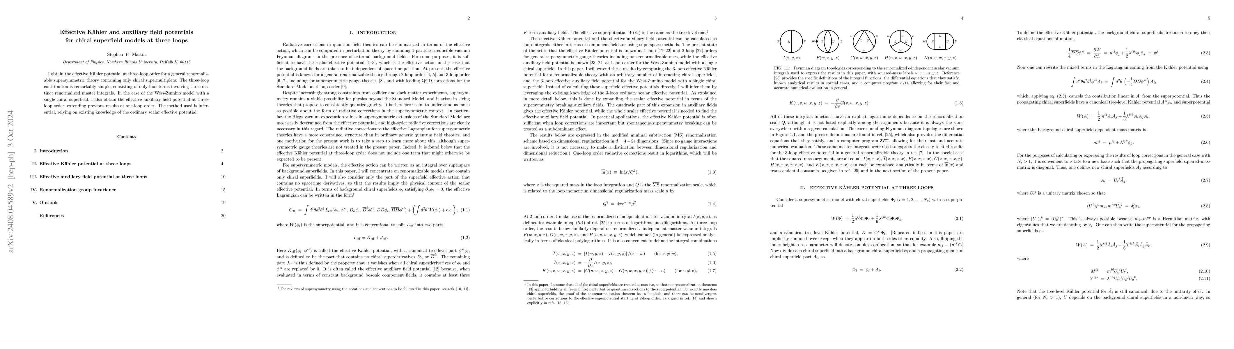 Thumbnail for Effective Kähler and auxiliary field potentials for chiral superfield
  models at three loops