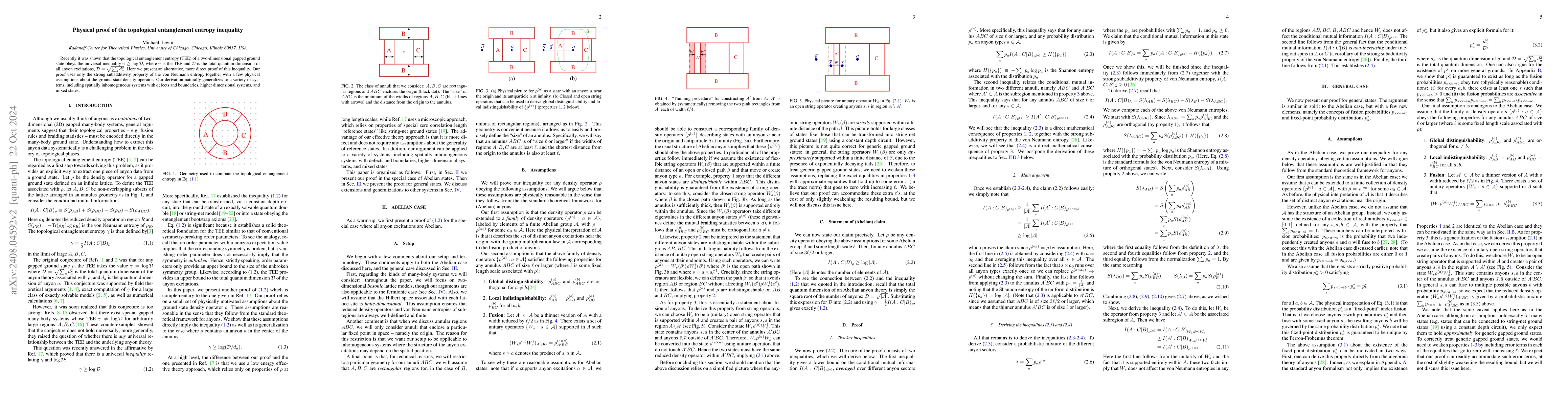 Thumbnail for Physical proof of the topological entanglement entropy inequality