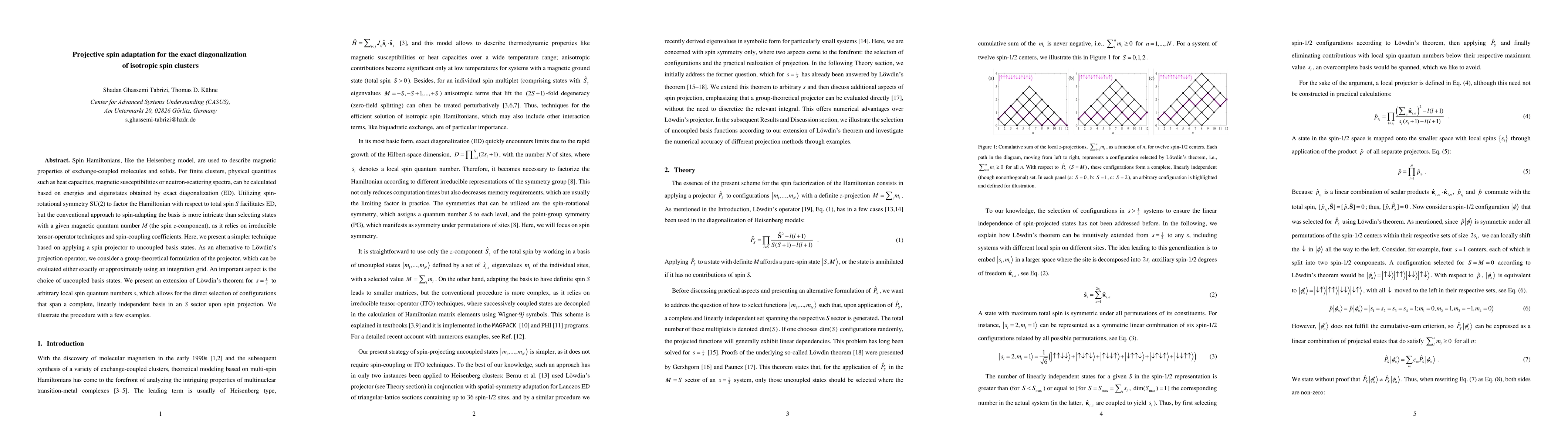 Thumbnail for Projective spin adaptation for the exact diagonalization of isotropic
  spin clusters