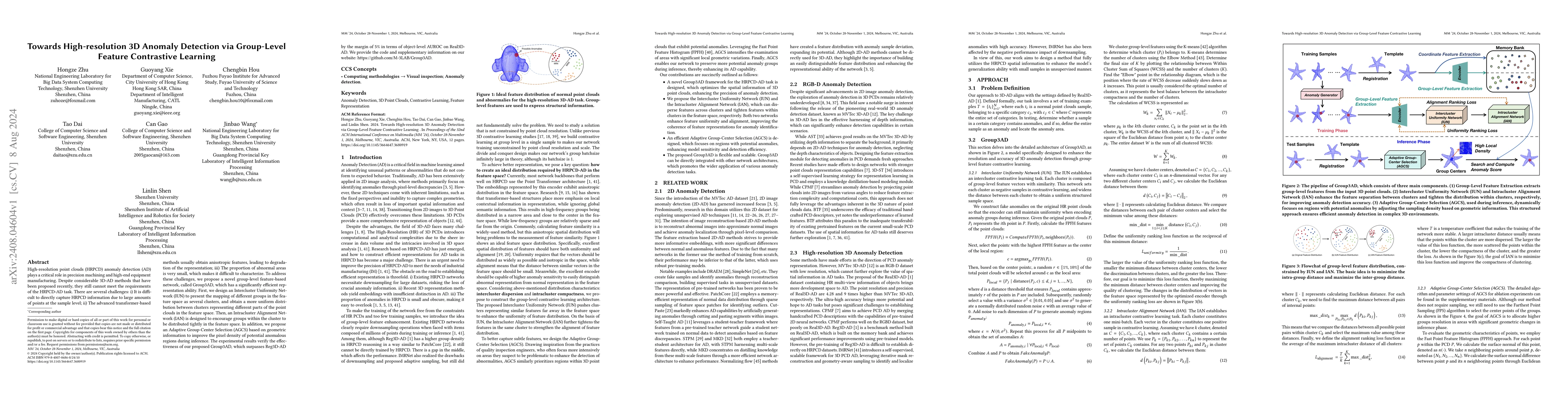 Thumbnail for Towards High-resolution 3D Anomaly Detection via Group-Level Feature
  Contrastive Learning
