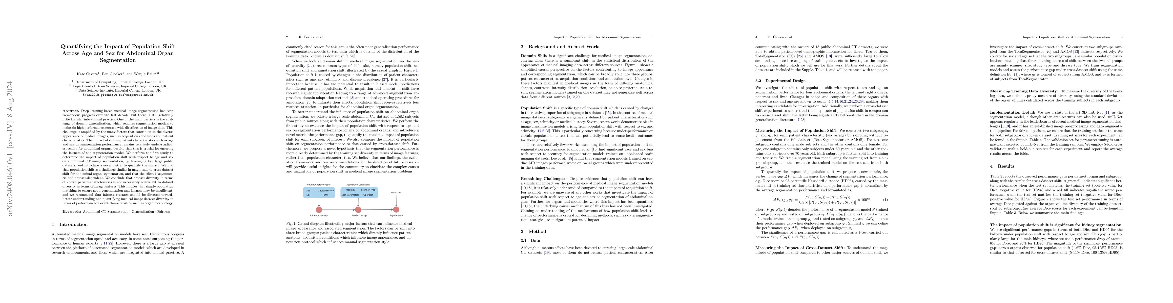 Thumbnail for Quantifying the Impact of Population Shift Across Age and Sex for
  Abdominal Organ Segmentation