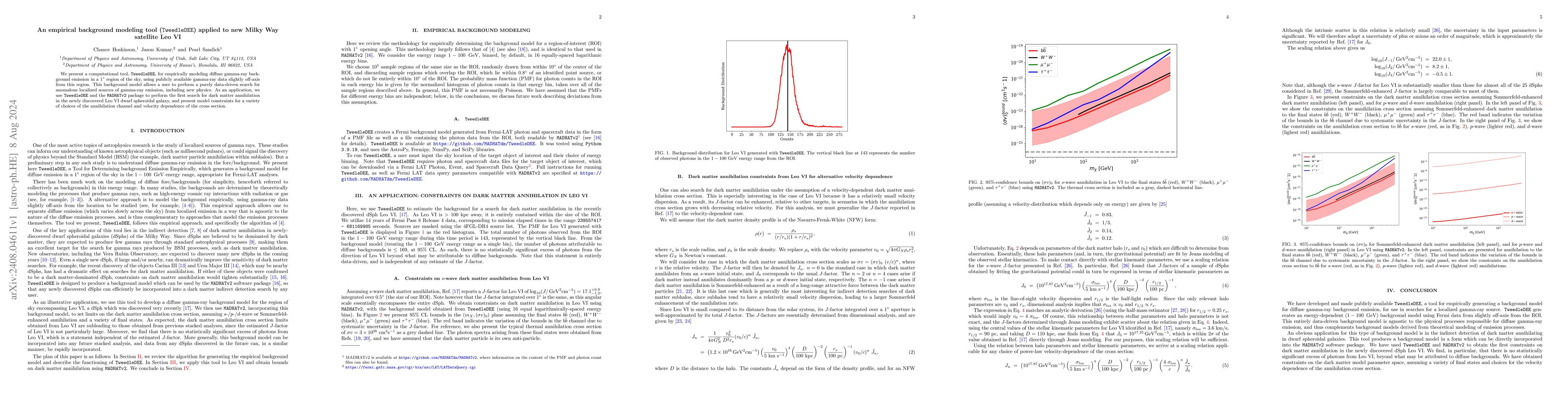 Thumbnail for An empirical background modeling tool (TweedleDEE) applied to new Milky
  Way satellite Leo VI