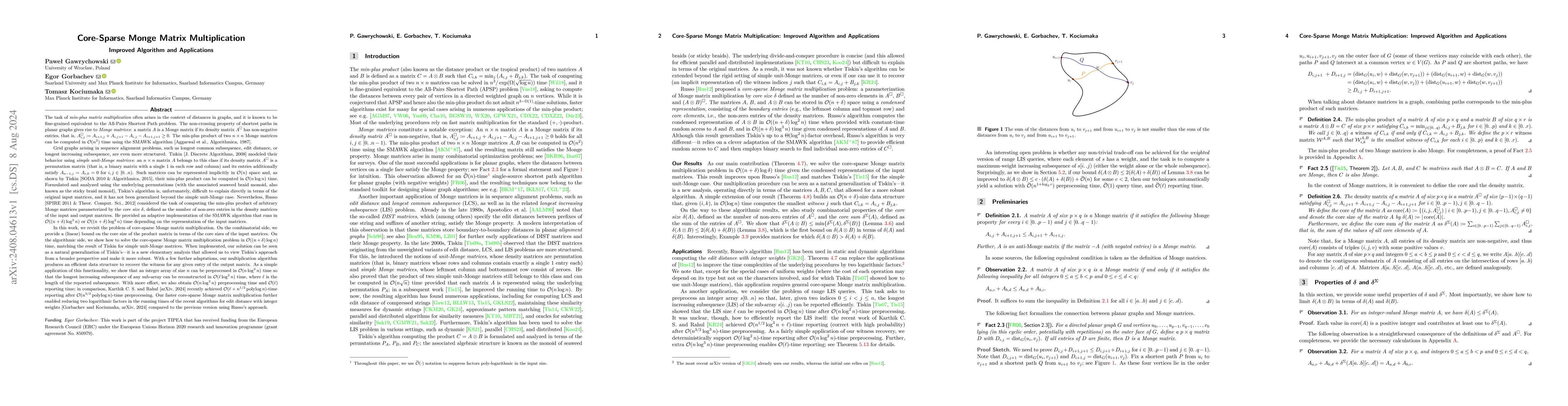 Thumbnail for Core-Sparse Monge Matrix Multiplication: Improved Algorithm and
  Applications