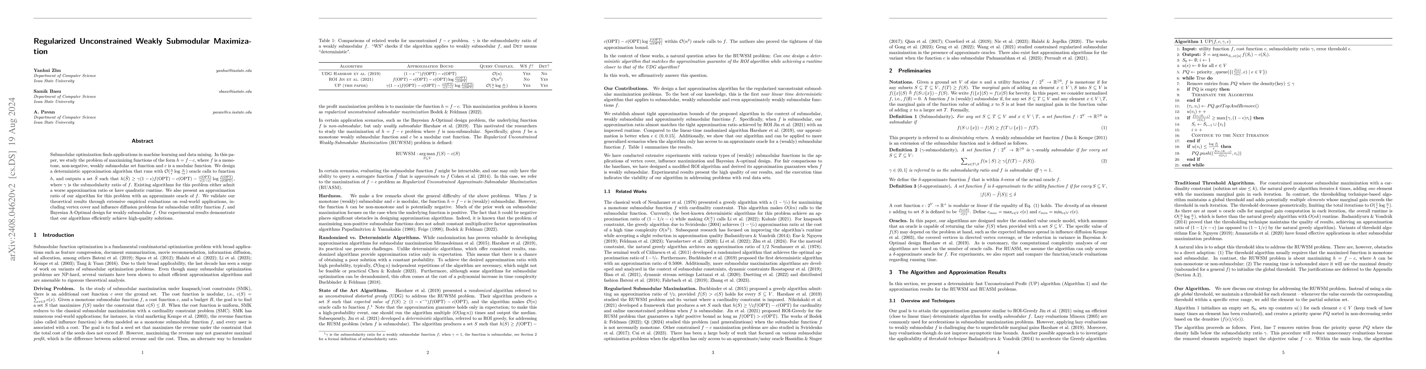 Thumbnail for Regularized Unconstrained Weakly Submodular Maximization