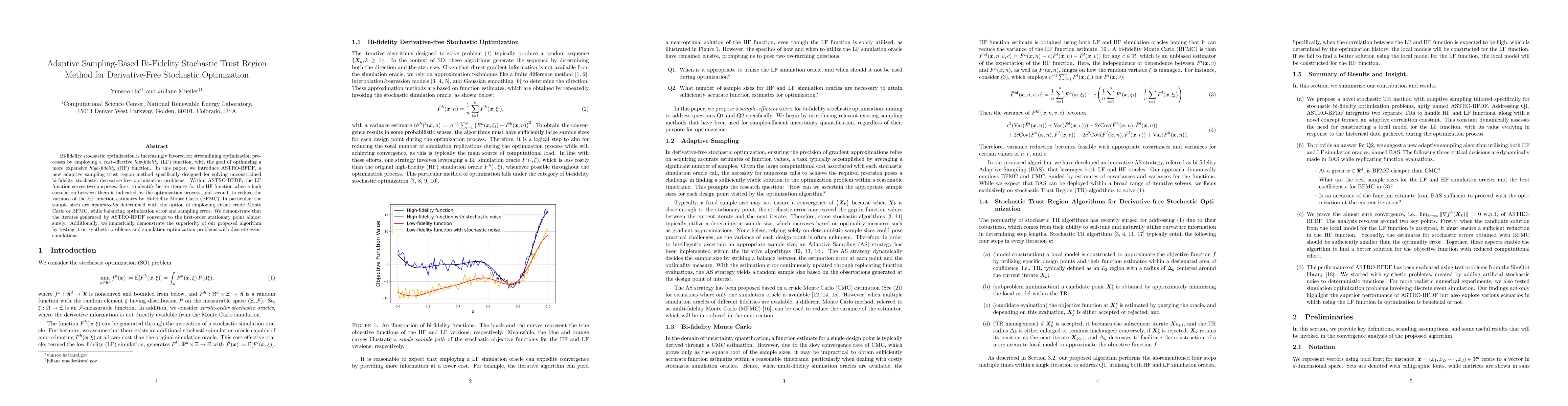 Thumbnail for Adaptive Sampling-Based Bi-Fidelity Stochastic Trust Region Method for
  Derivative-Free Stochastic Optimization