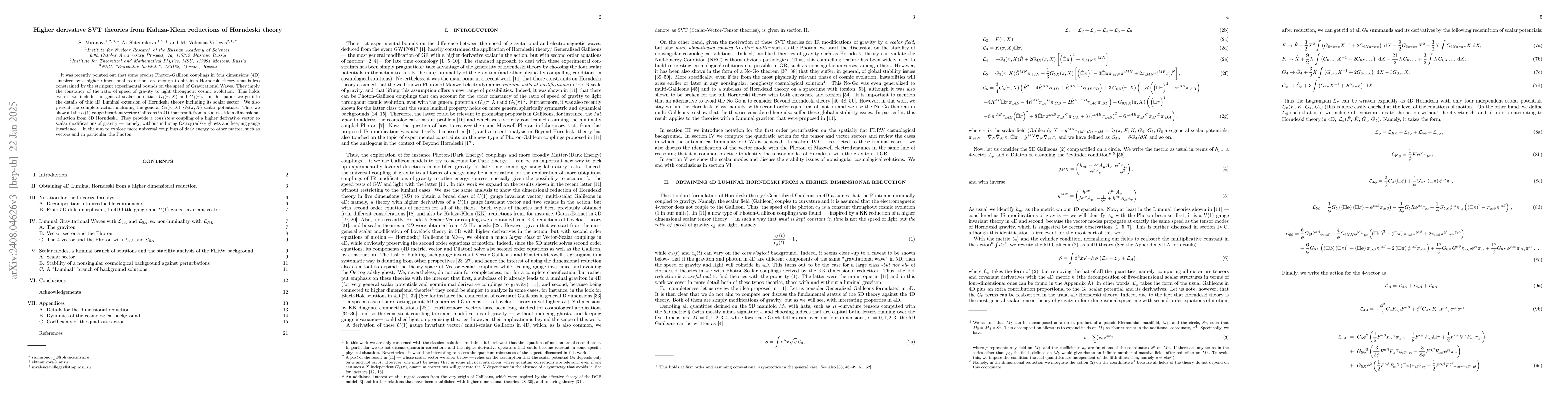 Thumbnail for Higher derivative SVT theories from Kaluza-Klein reductions of Horndeski
  theory