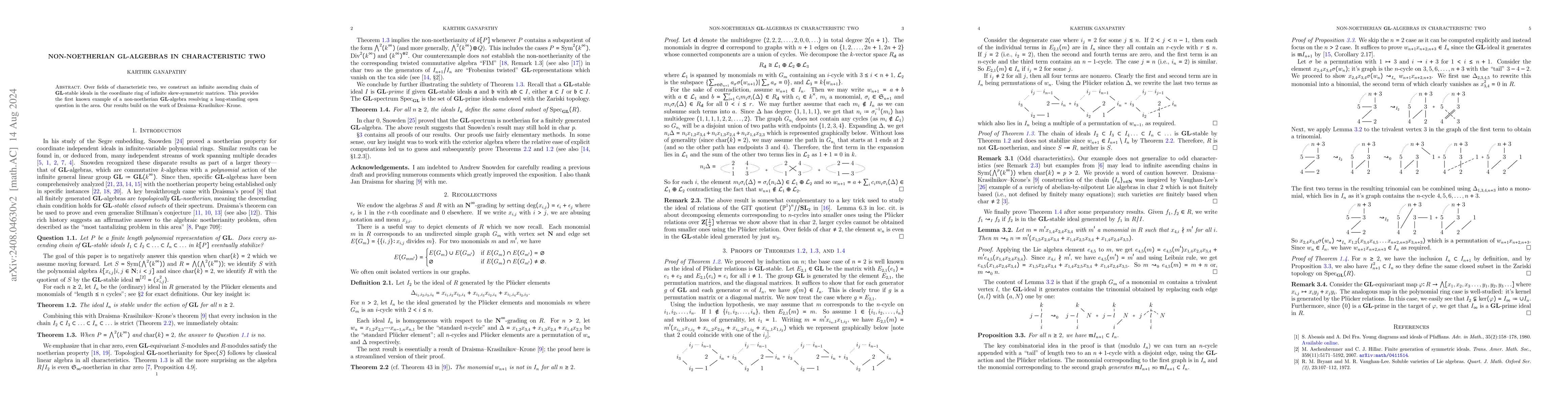 Thumbnail for Non-noetherian GL-algebras in characteristic two