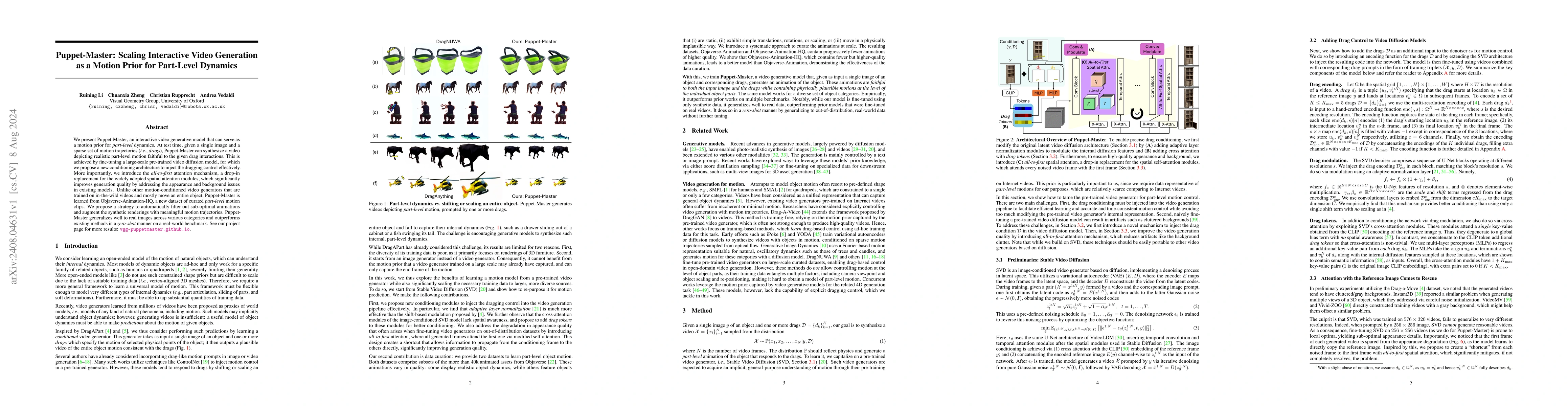 Thumbnail for Puppet-Master: Scaling Interactive Video Generation as a Motion Prior
  for Part-Level Dynamics