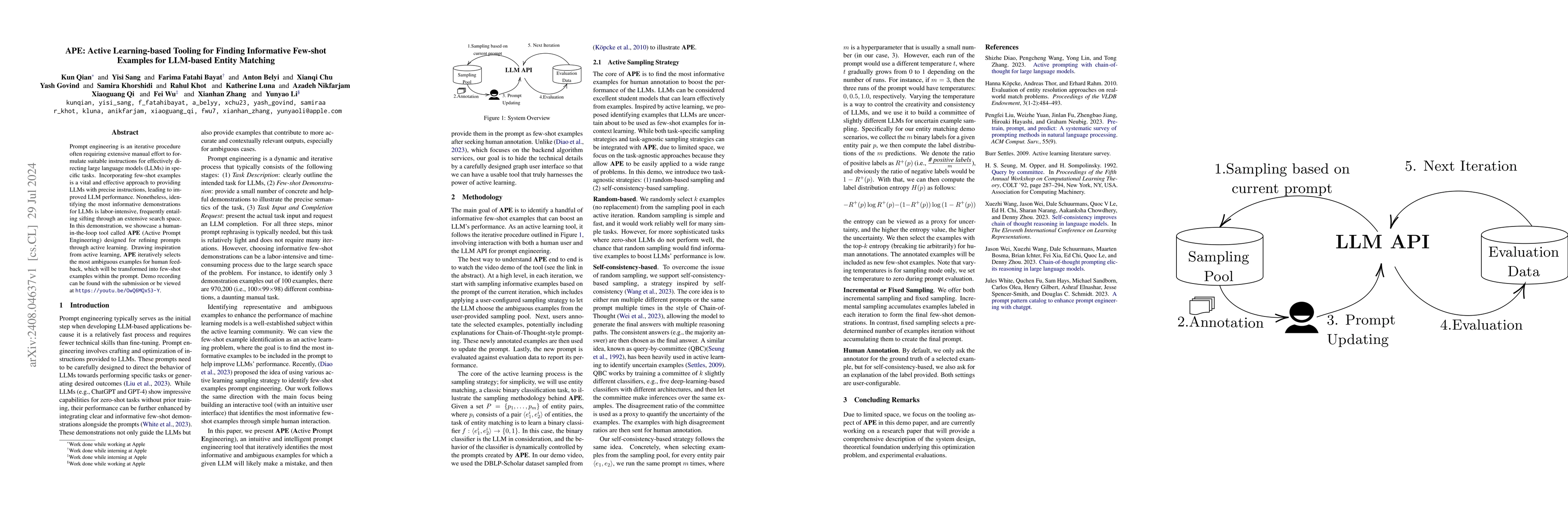 Thumbnail for APE: Active Learning-based Tooling for Finding Informative Few-shot
  Examples for LLM-based Entity Matching