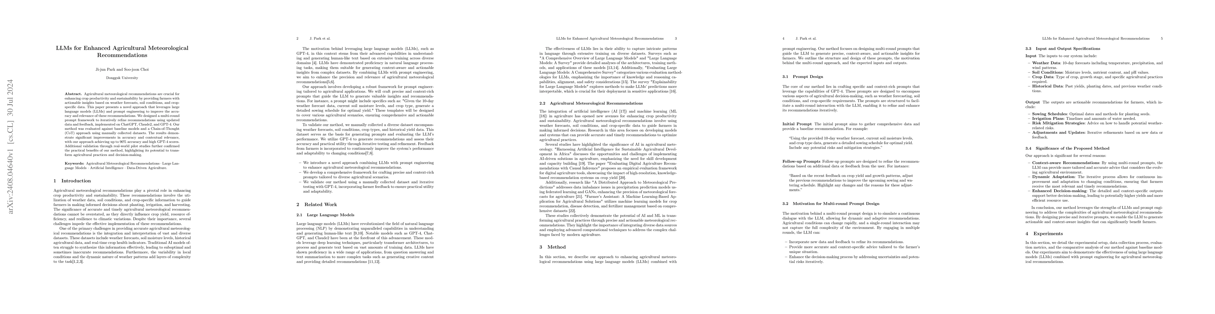 Thumbnail for LLMs for Enhanced Agricultural Meteorological Recommendations