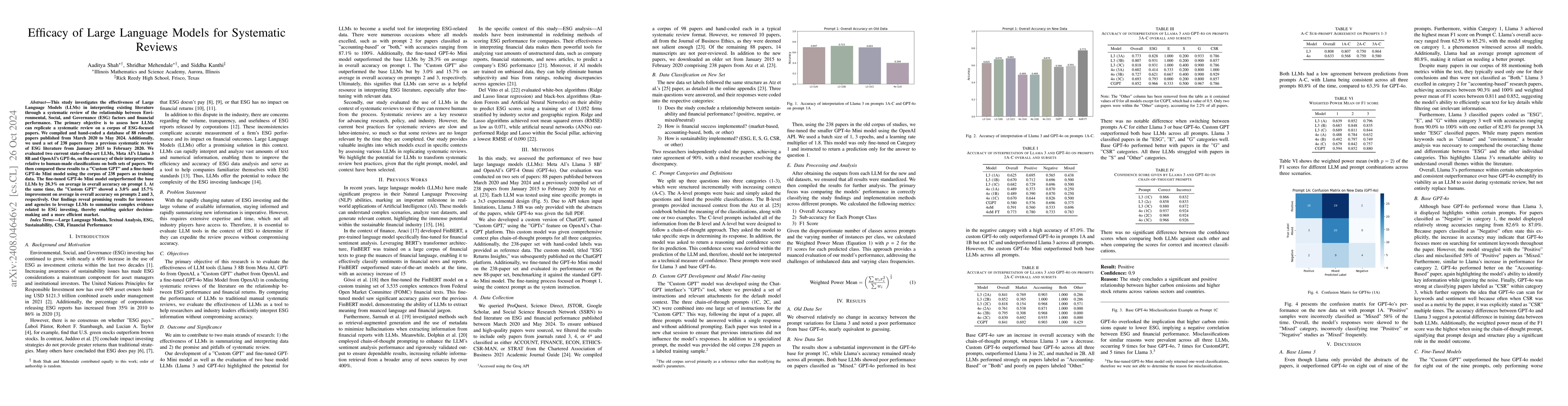 Thumbnail for Efficacy of Large Language Models in Systematic Reviews