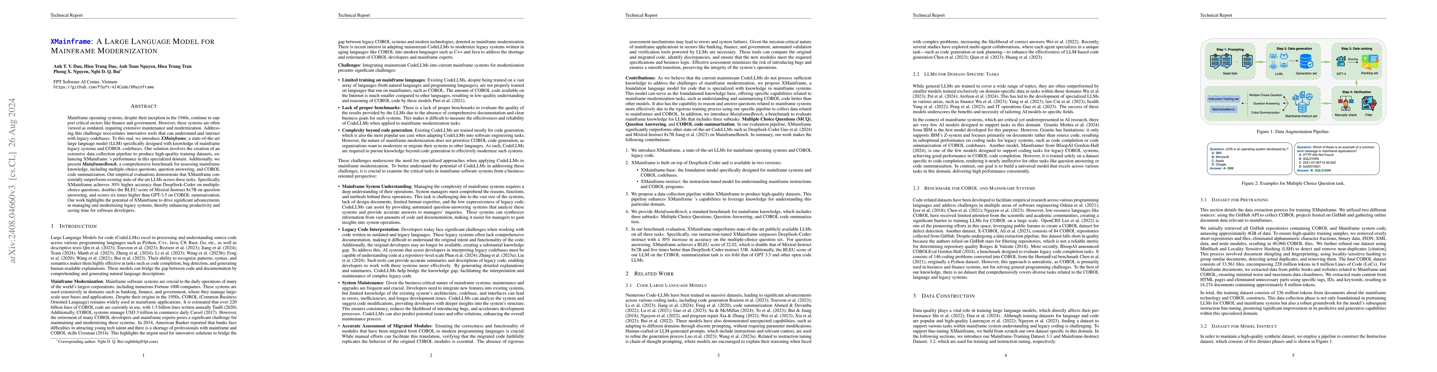 Thumbnail for XMainframe: A Large Language Model for Mainframe Modernization