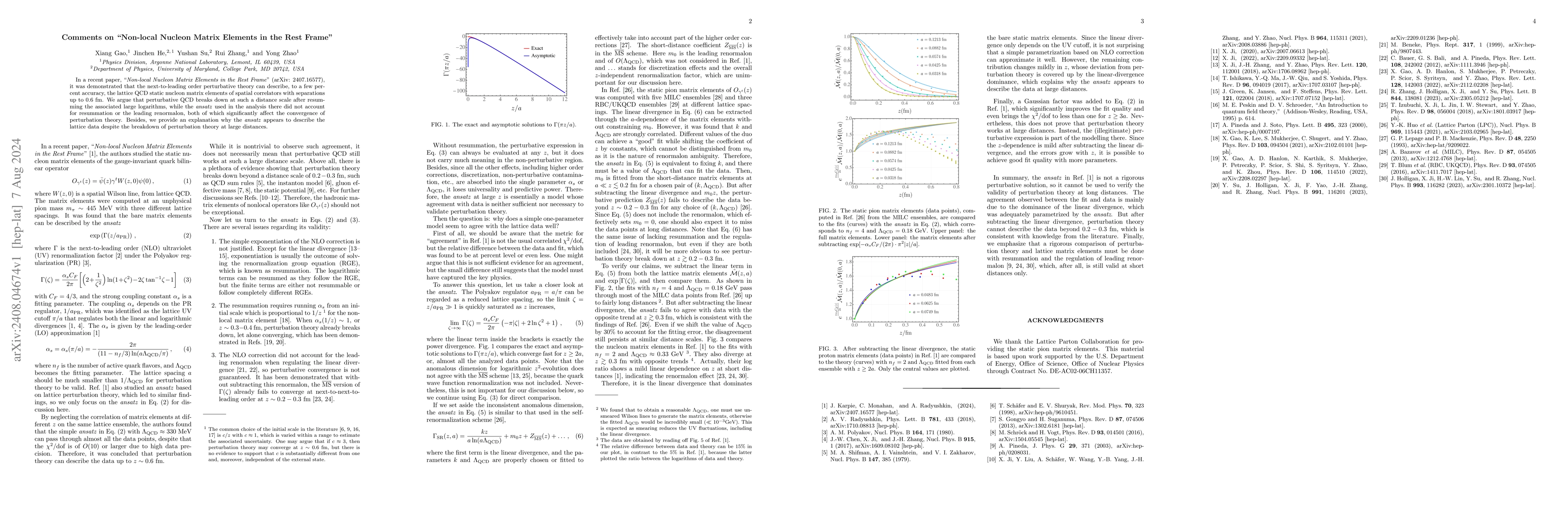 Thumbnail for Comments on "Non-local Nucleon Matrix Elements in the Rest Frame"