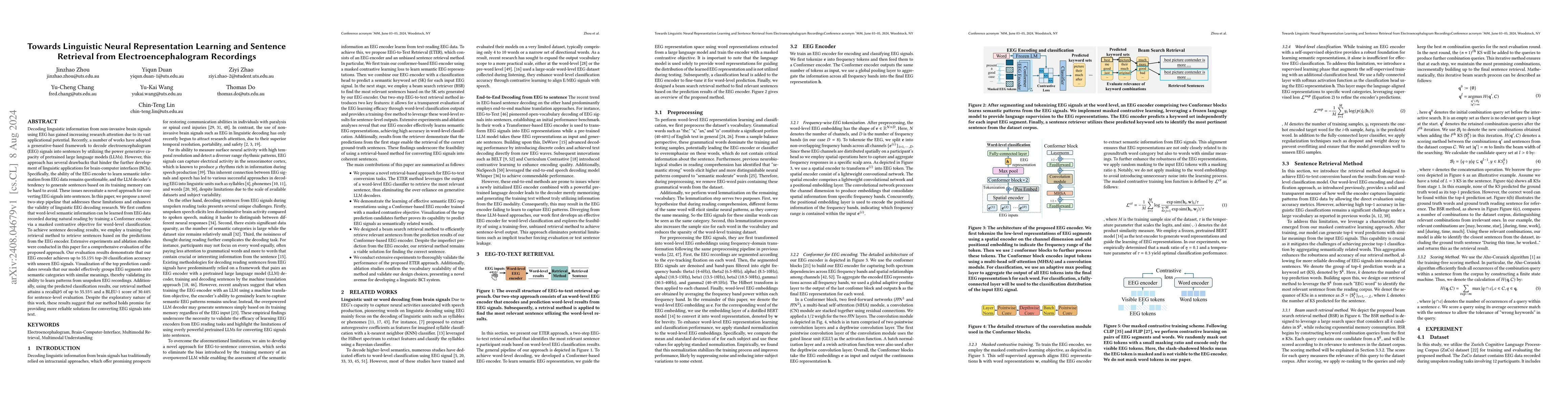 Thumbnail for Towards Linguistic Neural Representation Learning and Sentence Retrieval
  from Electroencephalogram Recordings